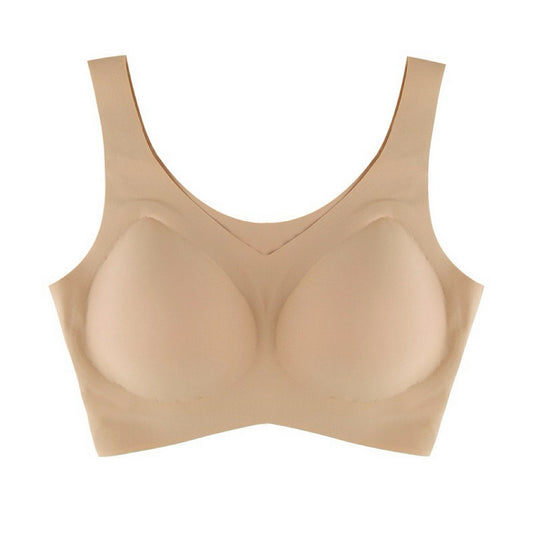 Beige bra on a white background