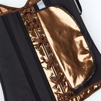 Plus Size Golden Leather Body Shaper Top – Glossy Sequined Court-Style Lingerie