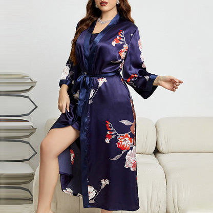 Two-Piece Lace Nightdress & Bathrobe Set – Sexy Summer Pajamas for Women