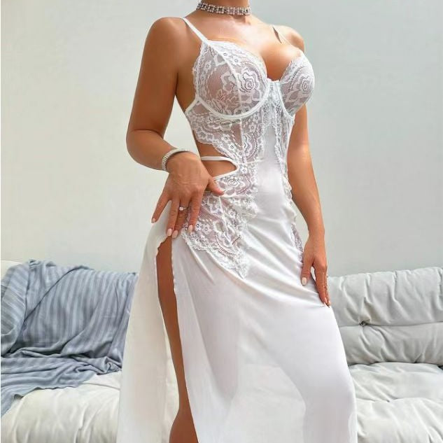 Sexy Mesh Lace Lingerie – Embroidered Bikini See-Through Jumpsuit for Women