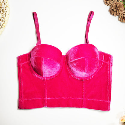 Pink bra on a white background