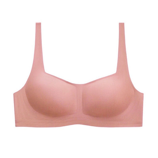 Pink bra on a white background