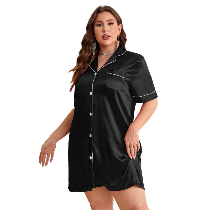 Short Sleeve Cardigan Nightdress – Simple, Sexy, and Lightweight Homewear for Women