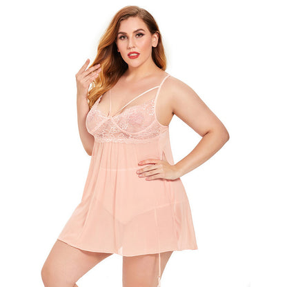 Curvy Nights Plus Size Lace Backless Suspender Pajamas – Sexy Sleepwear