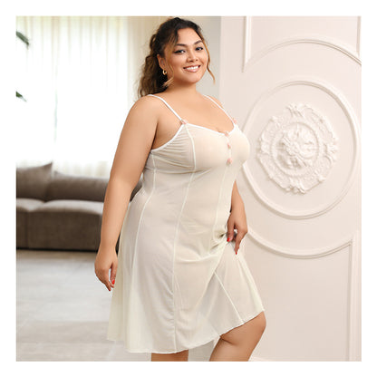 Curvy Elegance Plus Size Sling Nightdress – Sexy Lingerie Pajamas