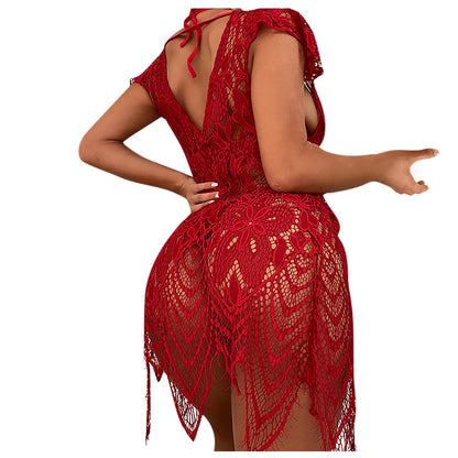 Sexy Red Mesh Lace Lingerie Suit – Women’s Flirty June Collection