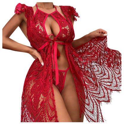 Sexy Red Mesh Lace Lingerie Suit – Women’s Flirty June Collection
