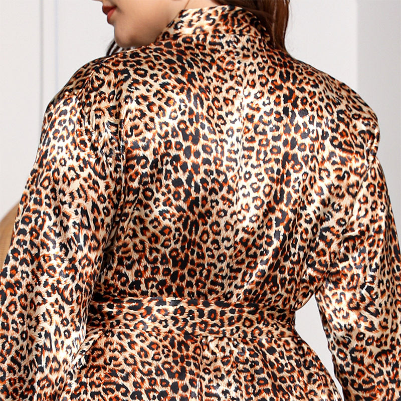 Leopard print outfit worn by a person, with a focus on the back view.