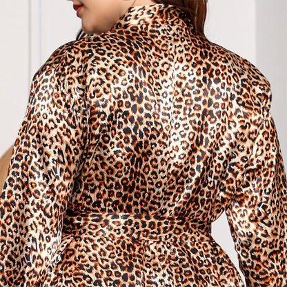 Leopard print outfit worn by a person, with a focus on the back view.