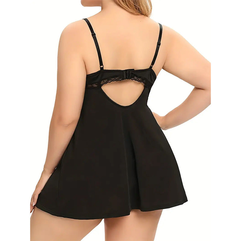 Plus Size Sexy Loungewear – T-Back Two-Piece Home Wear Set
