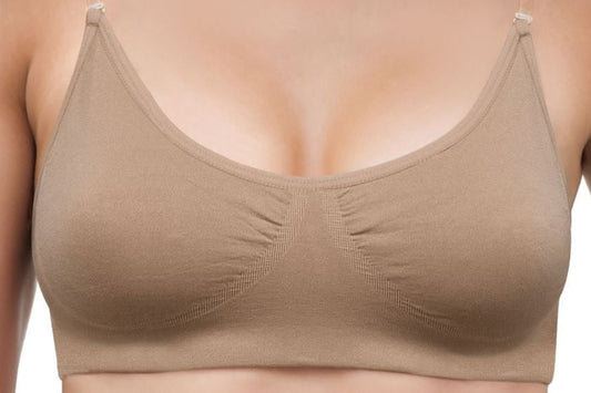 Plus size woman wearing lightweight seamless push-up bra