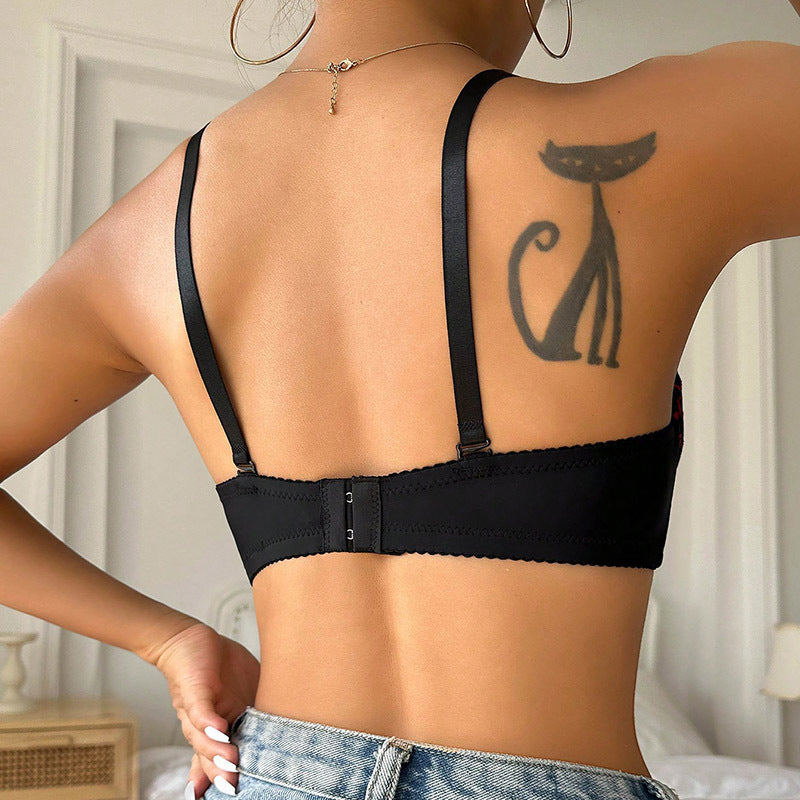 Sexy Lace Edge Push-Up Bra for Women – Breathable, Adjustable Upper Support Lingerie