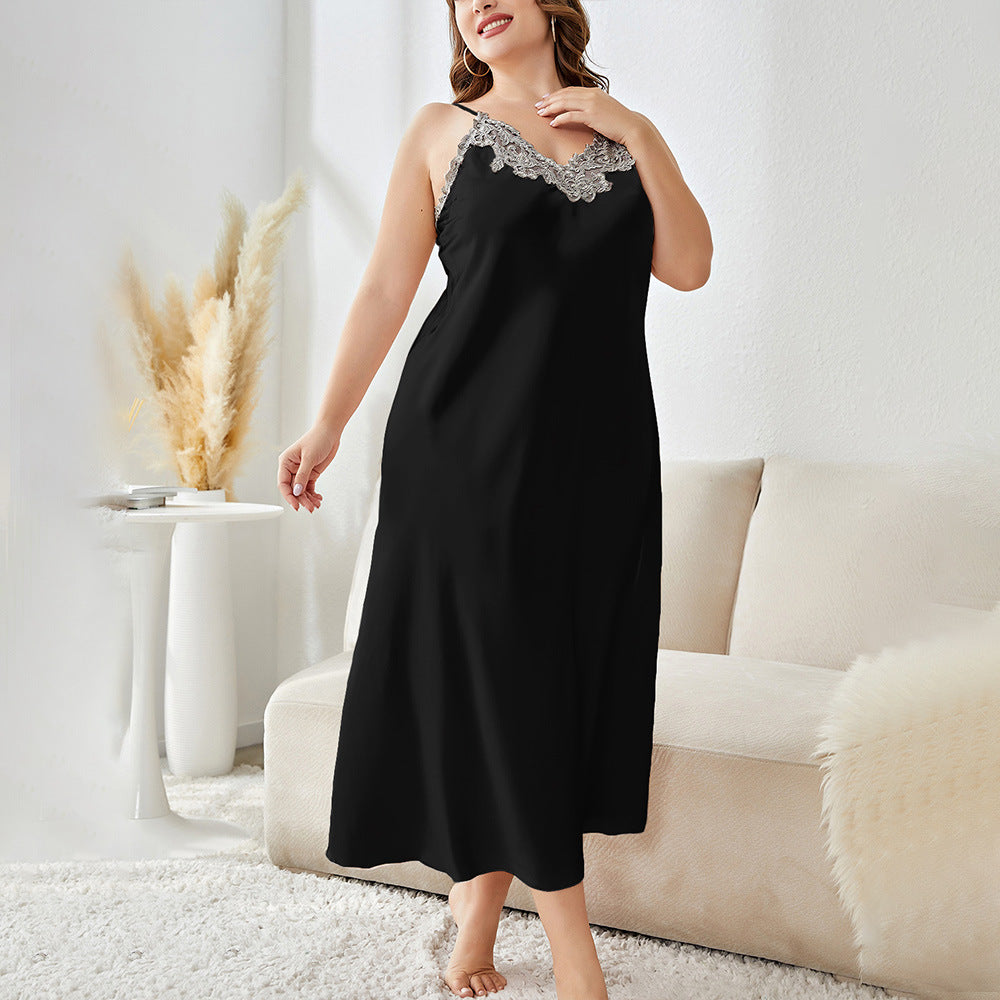 Ice Silk Morning Gown Pajamas – Slip Nightdress Set for Comfortable Spring & Summer Homewear