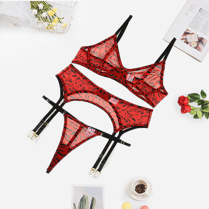 Red Leopard Print Three-Piece Set