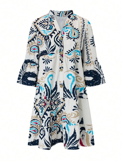 Women Clothing Women National Vacation Casual Loose Floral Dress