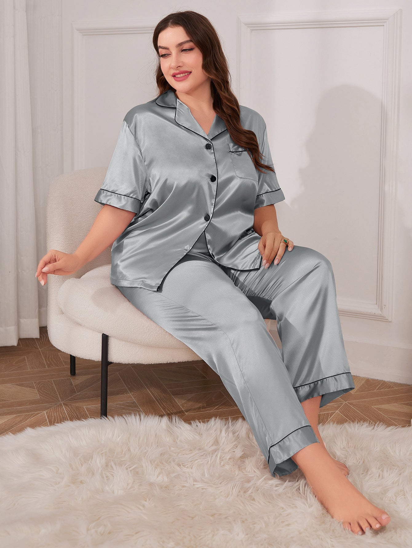 Lightweight Satin Cardigan Nightdress – Sexy, Simple Spring & Summer Pajamas for Women