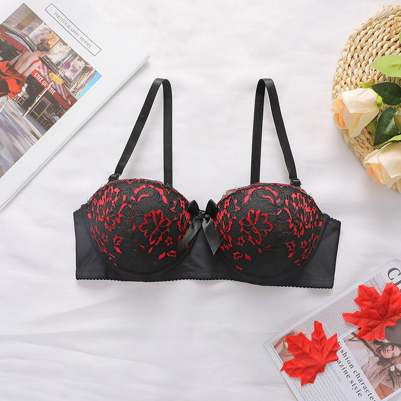 Sexy Lace Edge Push-Up Bra for Women – Breathable, Adjustable Upper Support Lingerie