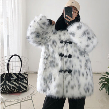 Cozy casual faux fur winter coat for curvy women