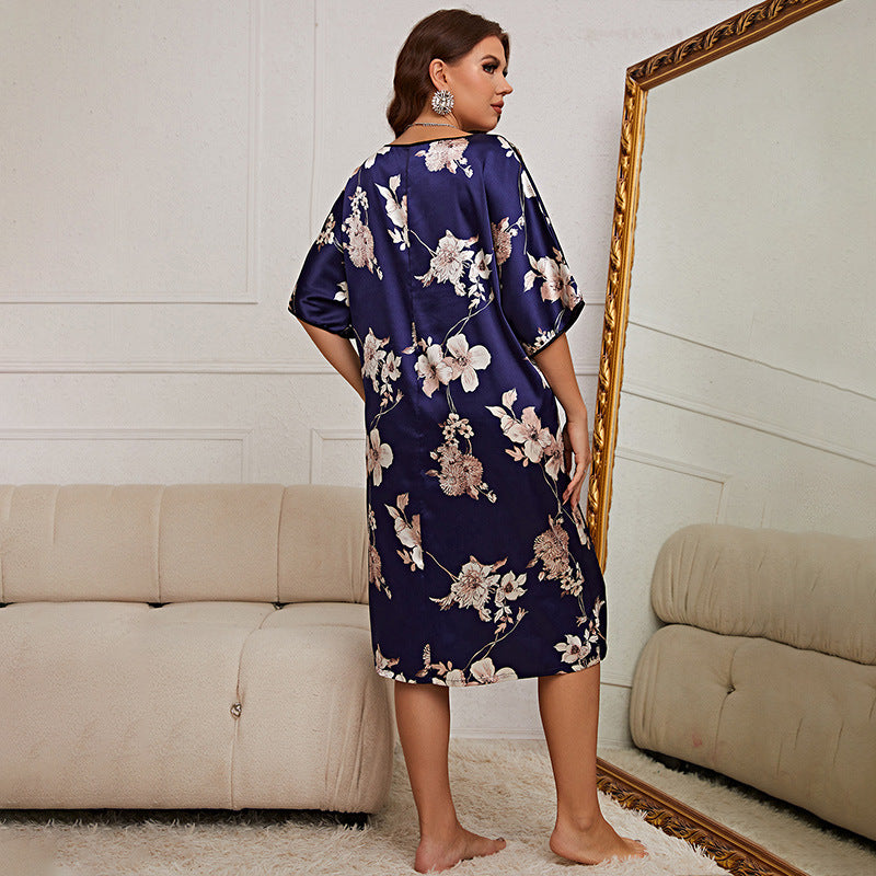 Mid-Length Printed Nightdress – Lightweight Summer Pajamas for Women