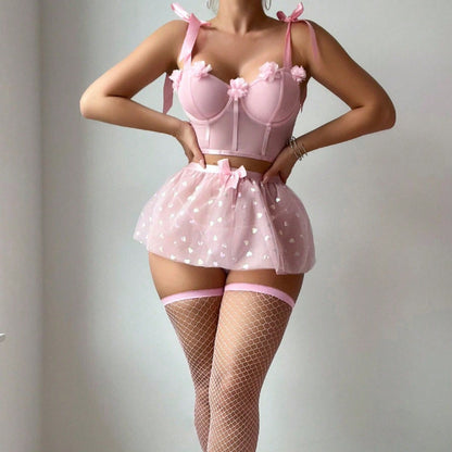 Sexy Sheer Mesh Lingerie – Slit Pajamas Set for Women