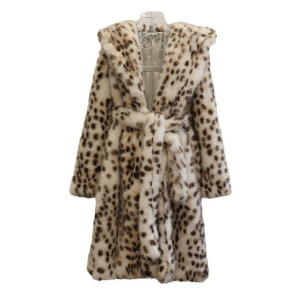Long mink velvet faux fur winter trench for curvy women