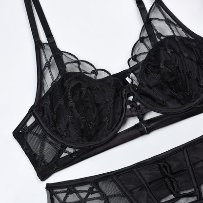 Dazzling Diamond Mesh Lingerie – Sexy Cutout Four- or Five-Piece Set