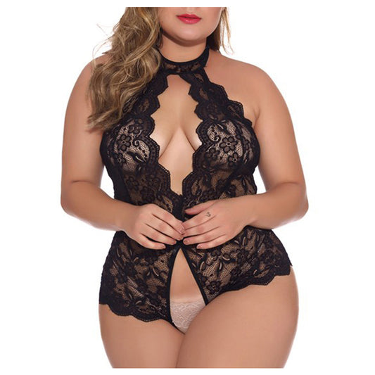 Curvy Temptation Plus Size Lace Backless Bodysuit – Sexy Sleepwear