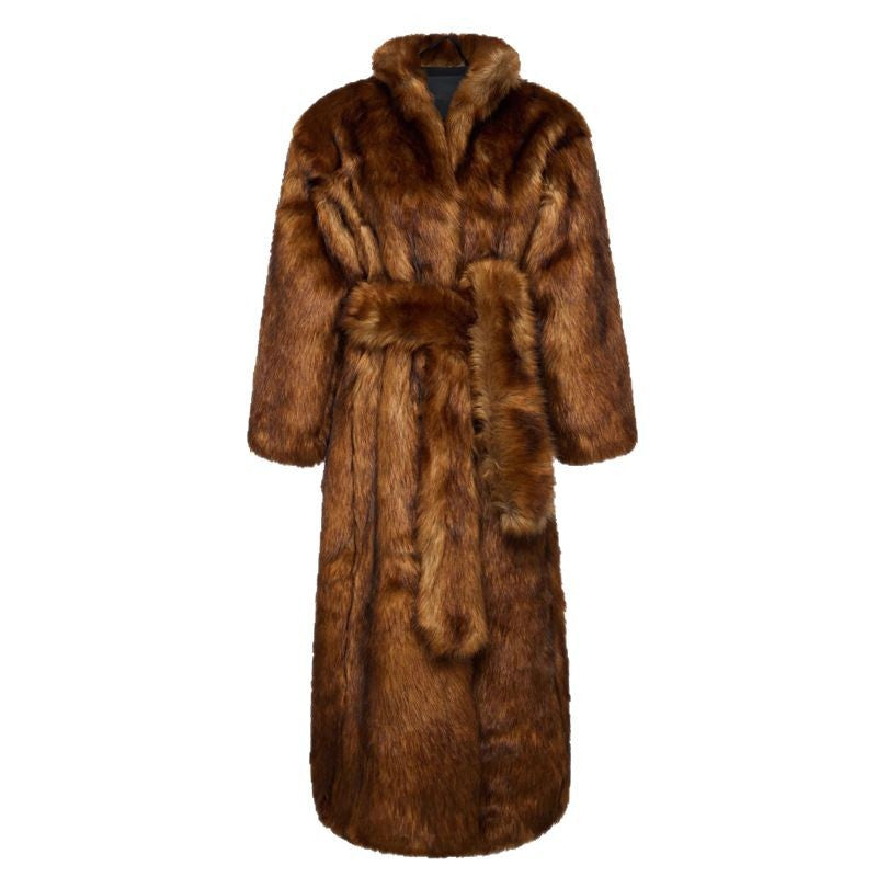 Brown fur coat on a white background