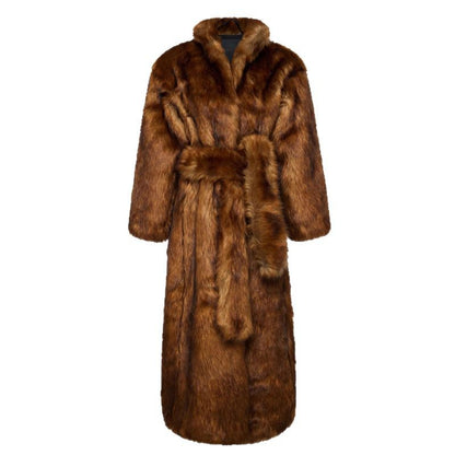 Brown fur coat on a white background