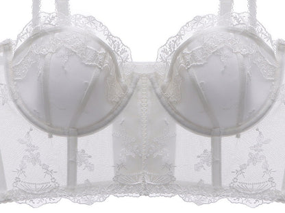 White lace bra on a white background