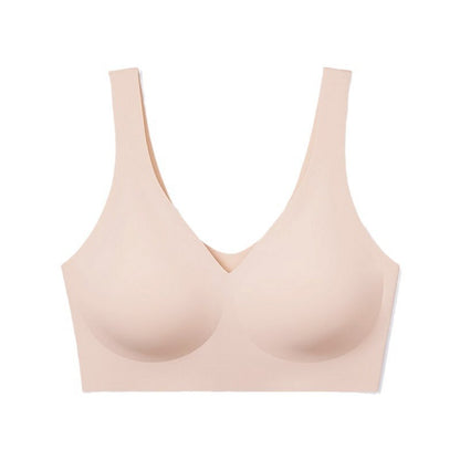 Beige bra on a white background
