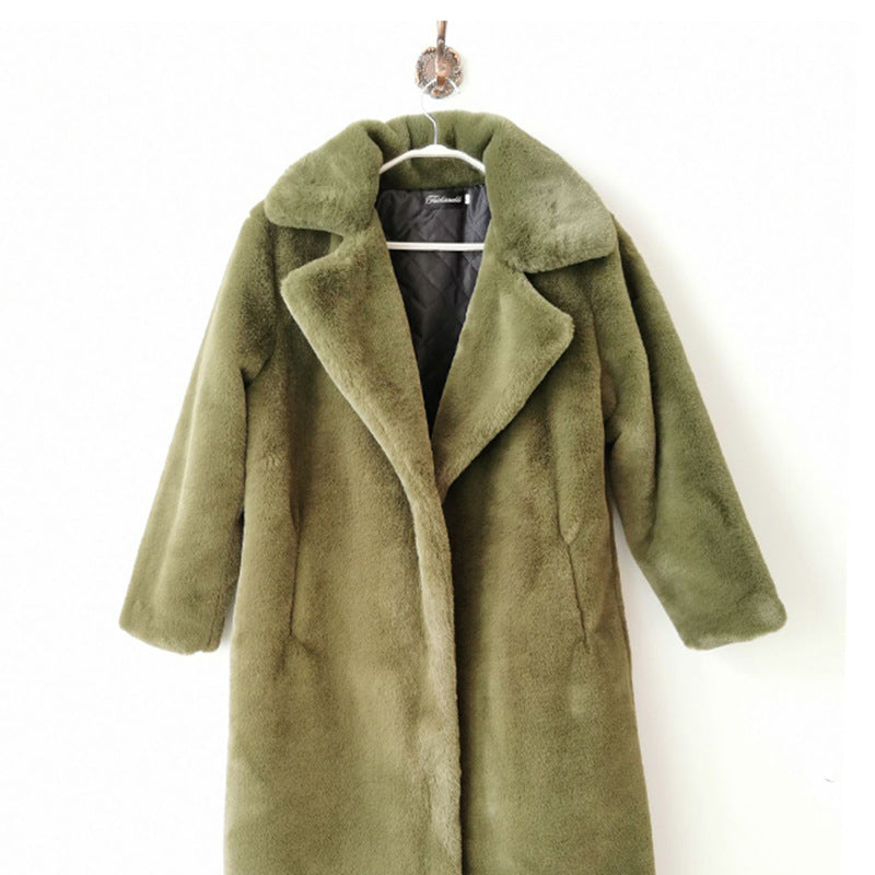 Army Green Cozy plush winter coat for curvy women
