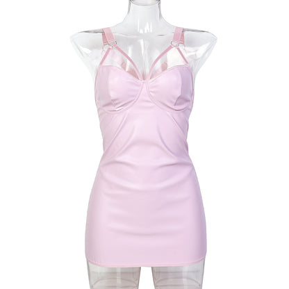 Pink Sexy cross binding tight sheath