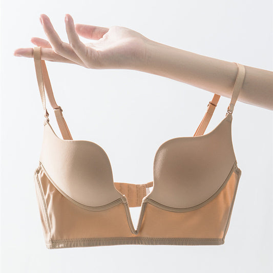 Beige bra displayed on a white background