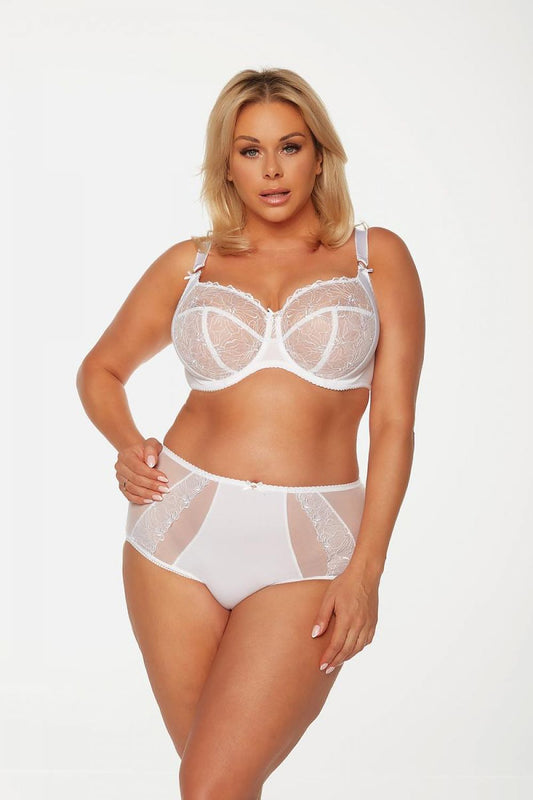 Plus size microfiber embroidered full briefs L–6XL – front view.