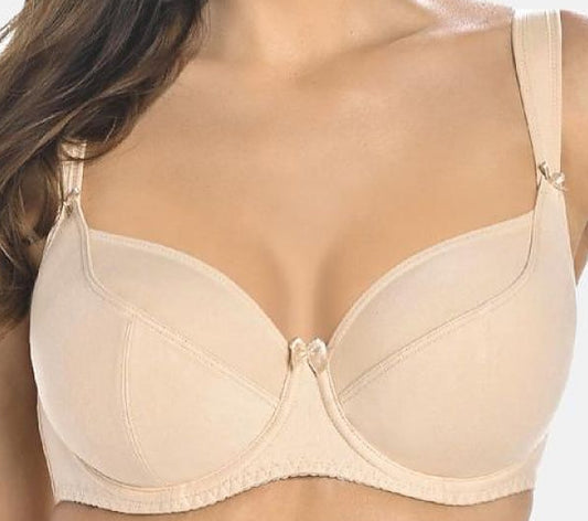 Beige underwire bra with soft fabric and smooth finish