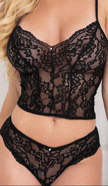 Sensi lace bralette top with pearl neckline detail