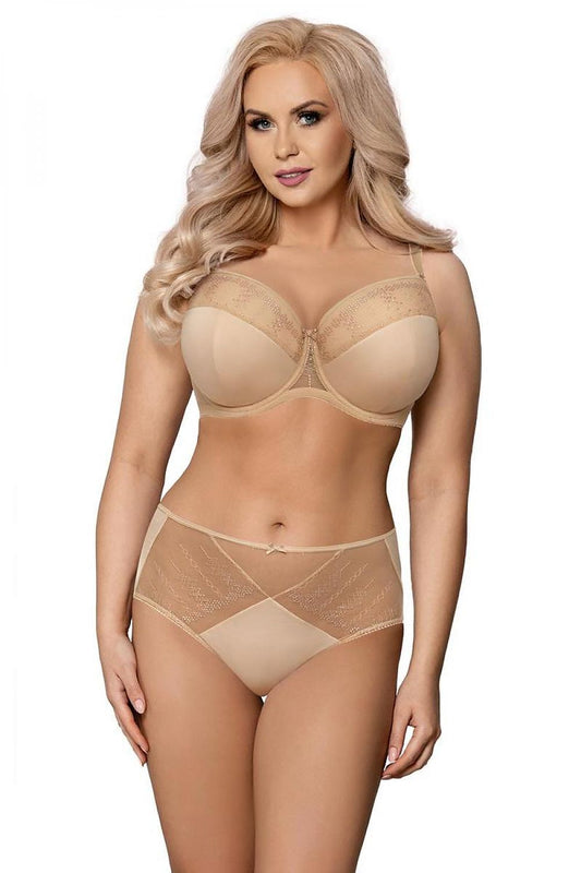 “Vena Lingerie K17 full cup bra with embroidered upper cups and geometric patterns”