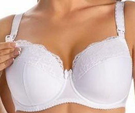 Marte Mama white padded underwired nursing bra with floral lace