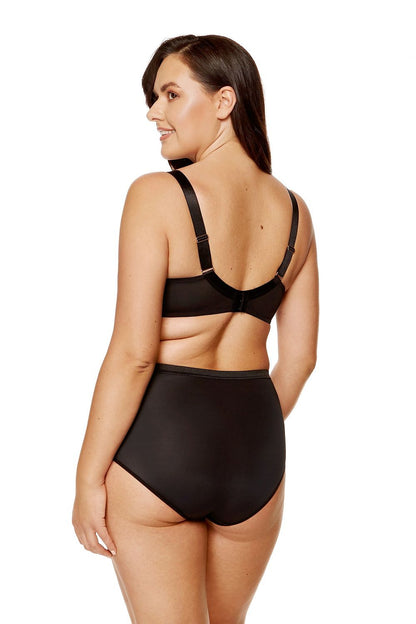 Back view of high-waisted panties featuring tulle and wide elastic band