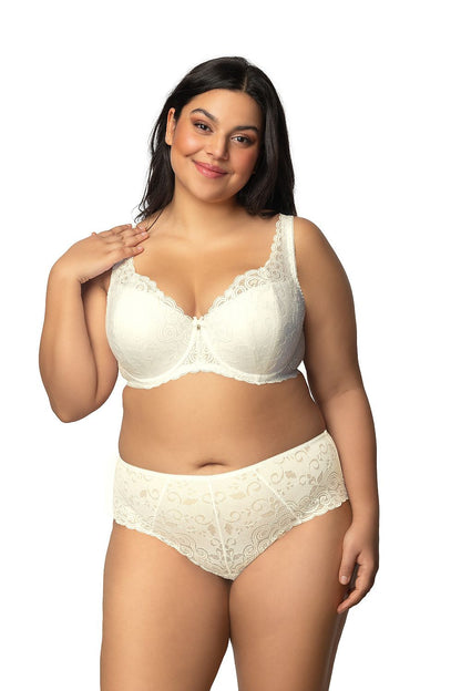 “Back view of Natalie Big bra showing reinforced lace and elastic mesh support”