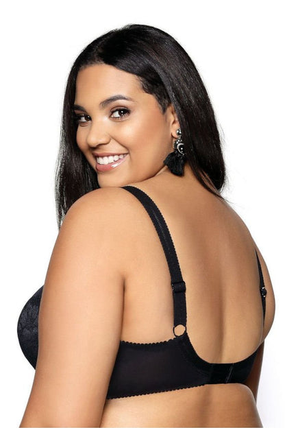 “Front view showing delicate microfiber top and elegant lace bottom trim”