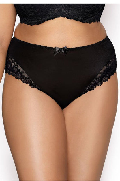 Plus size Carmela Big white panties L–6XL – front view showing tricot knit and lace details.