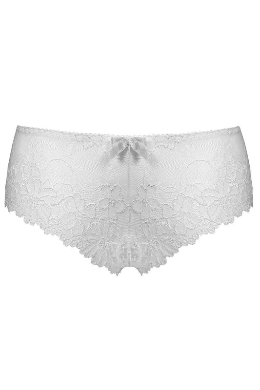 Plus size sheer white lace panties L–6XL – front view.