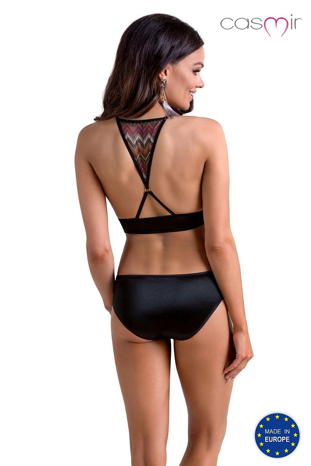 Front view of Lagerta bra with front closure and adjustable straps
