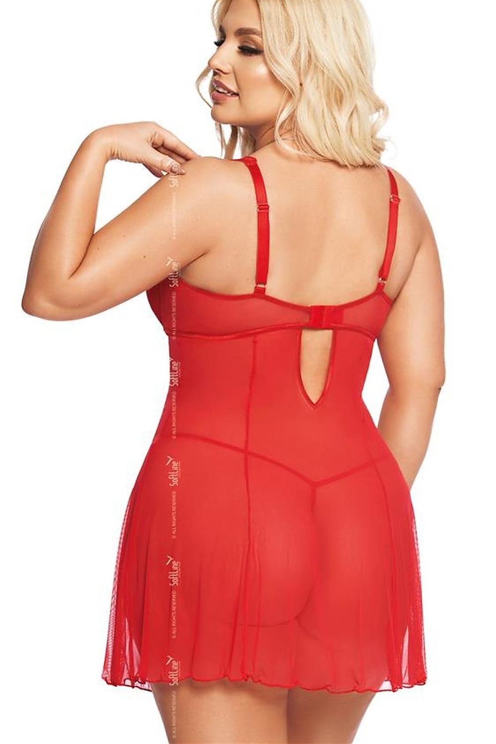 “Front view of elegant nightgown and coordinated thong set”