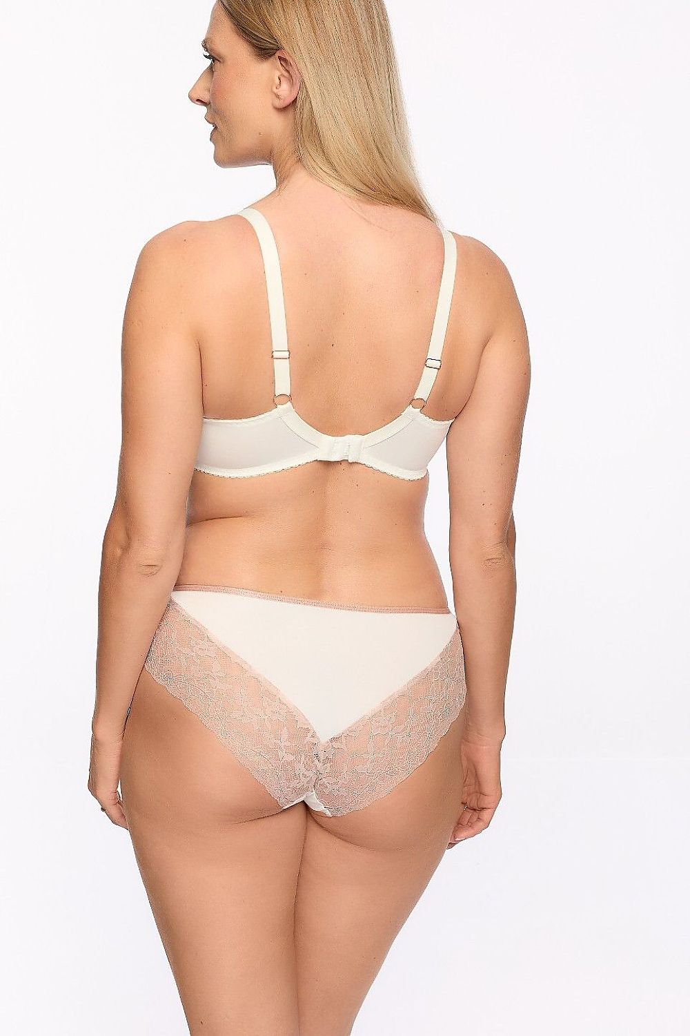 “Side view of SS10 construction bra showing adjustable straps and underwire support”