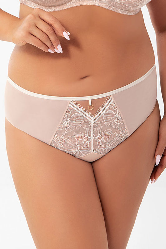 Plus size high-waisted tulle panties L–6XL with lace – front view.