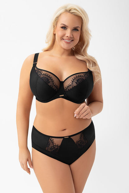 Close up of delicate embroidery and mesh embellishments on lingerie
