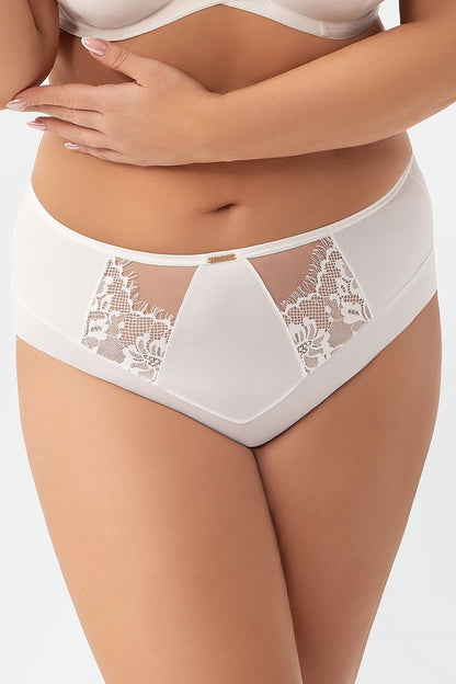 Elegant plus-size high-waisted panties with embroidery – front view
